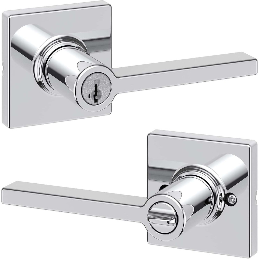 Kwikset‎ Casey 94050-672 Polished Chrome Entry Door Handle with Lock and K